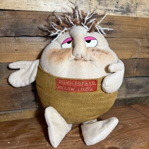 VINTAGE COUCH POTATO PILLOW LINDA PLUSH BY COLECO 1987 WITH BURLAP SACK